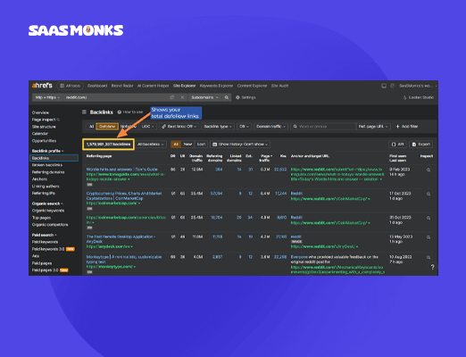 How to check dofollow links in Ahrefs