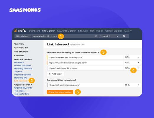 How to use Ahrefs' link intersect to find competitor backlinks gap