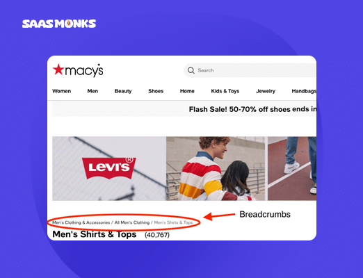 Implement breadcrumbs navigation for better SEO
