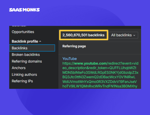 check total number of backlinks in Ahrefs