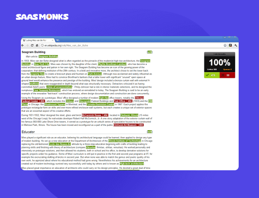 Check My Links Chrome extension highlighting valid and broken links on a webpage with link report panel showing link health.