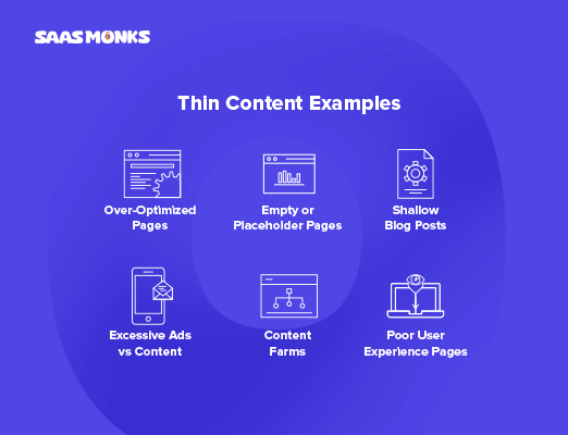 Examples of thin content infographic.