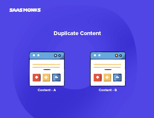 Duplicate content illustration showing two similar web pages.