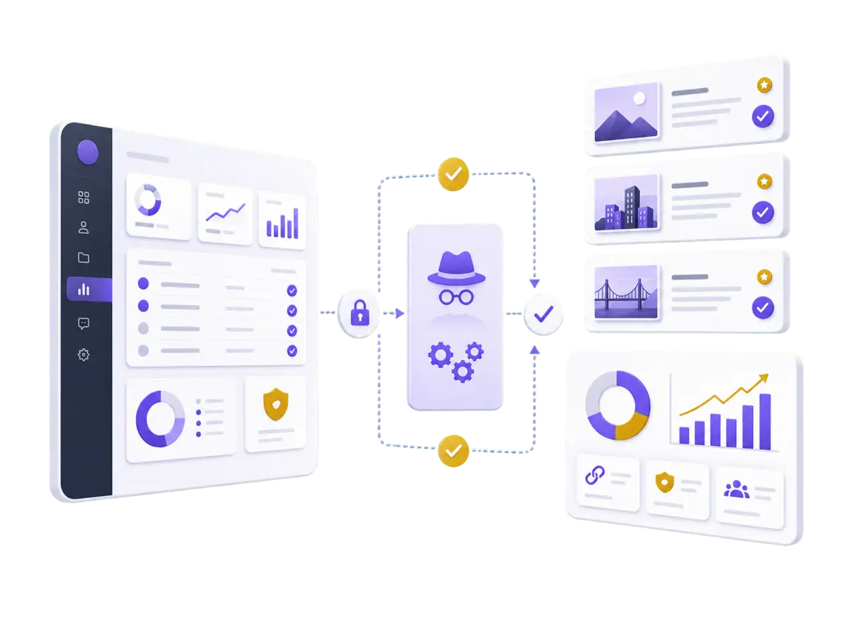 White-label link-building workflow showing agency delivery, confidential execution and client-ready reporting